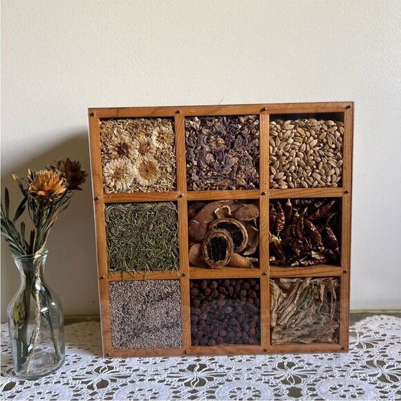 Vintage Wood Shadow Box Seeds Dried Flowers Box - Picture 2 of 7